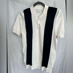 Topman white and navy knit polo size small